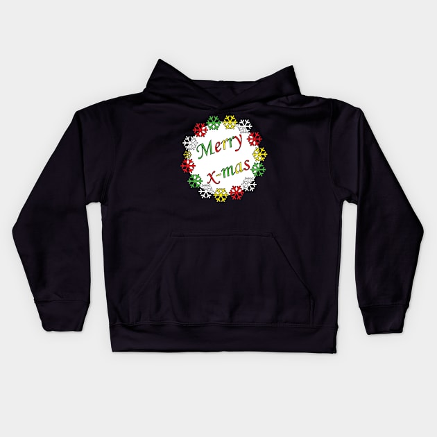 Merry X-mas Typography Design - Coloured Kids Hoodie by art-by-shadab